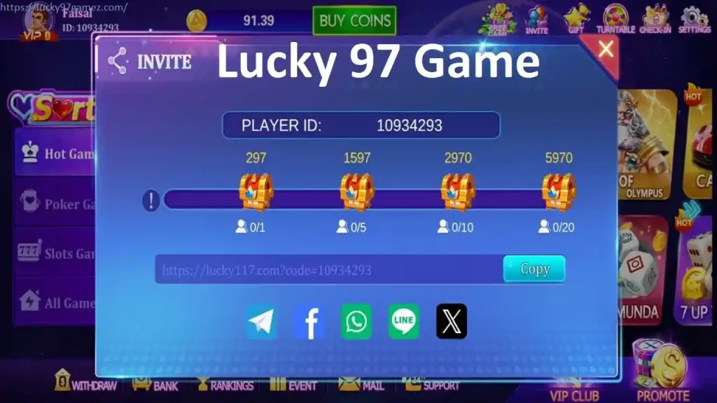 Lucky 97 Game Invitation Bonus