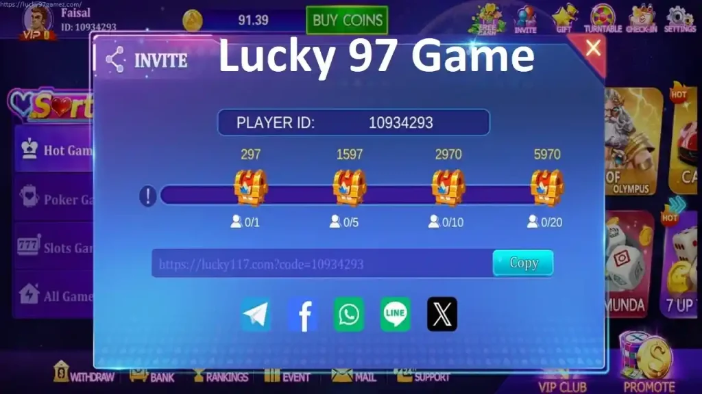 Lucky97 APP Invitation Bonus